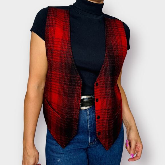 90s AJ Red and Black wool blend‎ vest - Picture 2 of 5